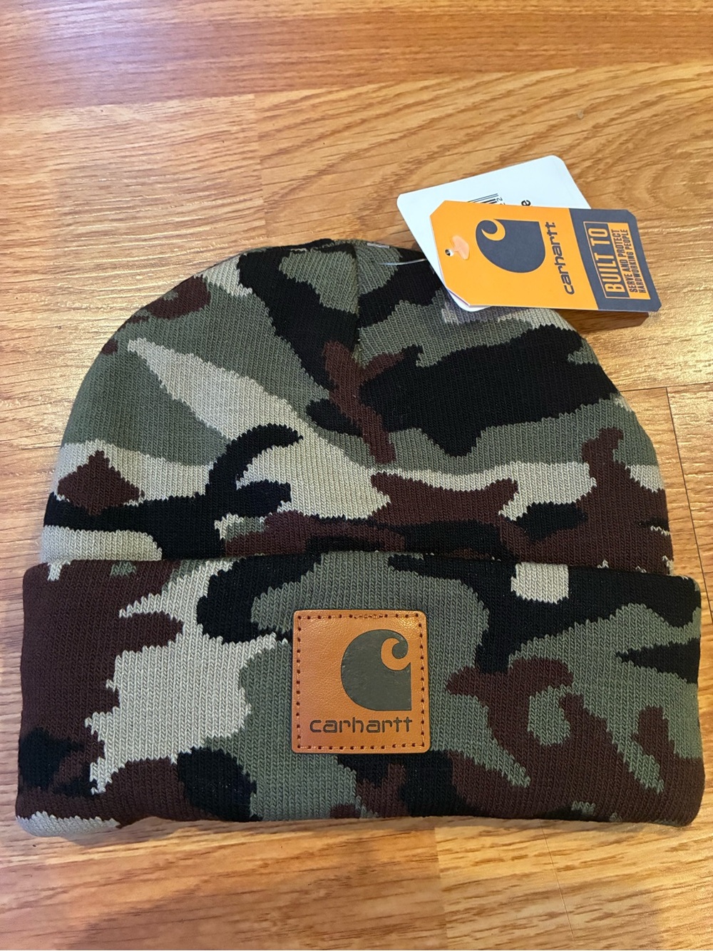 New Carhartt Camo Knit Beanie - Olive Green/Brown/Black